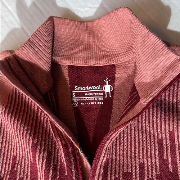 Smartwool Burgundy/Walnut 1/4 Zip-Up Intraknit 200 Base Layer size S Small - Picture 3 of 8
